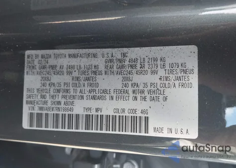 2024 Mazda Cx-50 2.5 S Premium Plus z USA, uszkodzony, nr VIN 7MMVABEM7RN198649